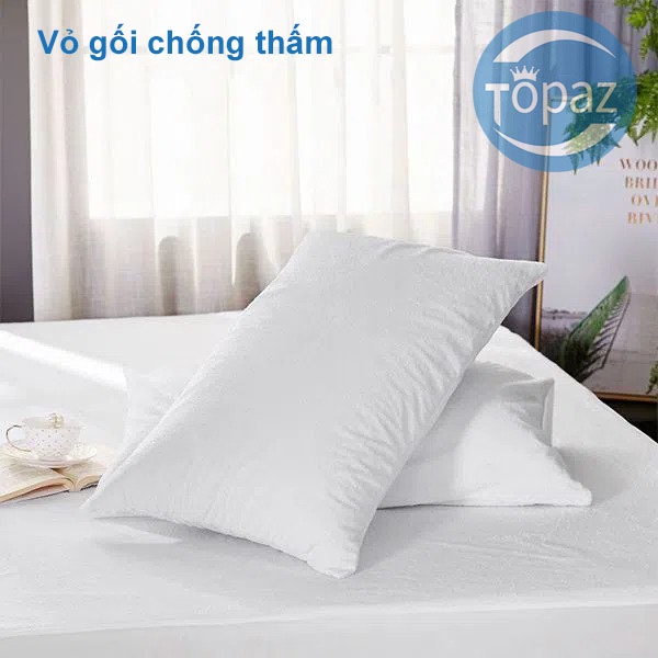 Vỏ gối chống thấm 2 lớp TOPAZ trắng đơn giản, sang trọng